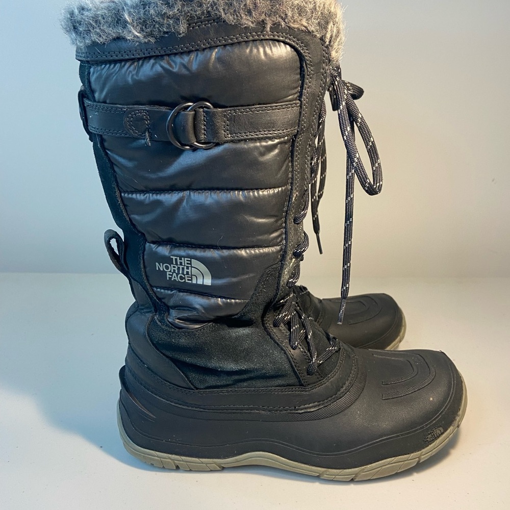 The North Face Black Winter Lace-Up Boots with Faux Fur Trim